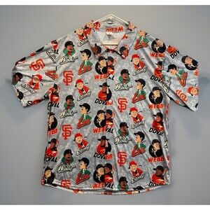 San Francisco Giants Mens Bobblehead Floral Hawaiian Shirt Sz XL Gray Big Head